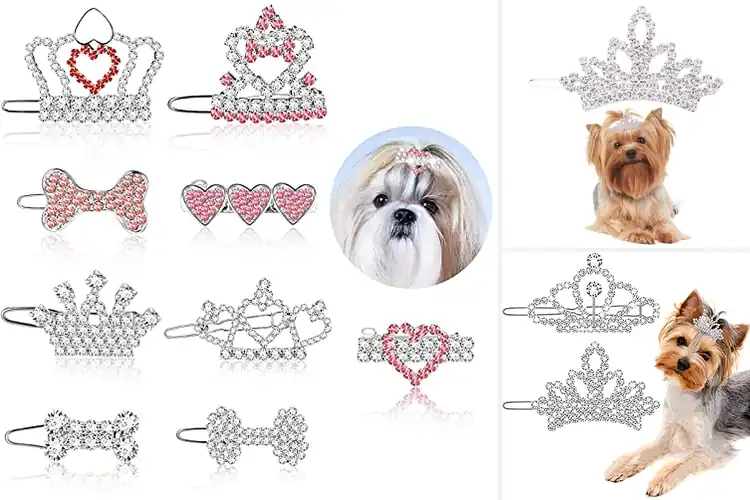 Detailed view of Best Crystal Rhinestone Pet Crown Clips